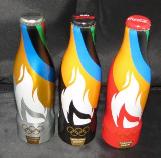 Complete Set Of 3 Aluminium Coca - Cola Bottles 2012 Australia Olympic Partnership