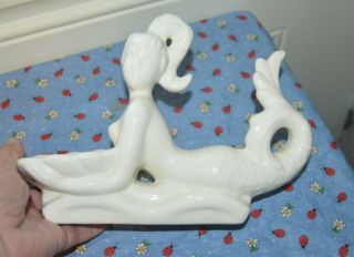 Vintage White Ceramic Mermaid Soap Dish Woman Mermaid Tail