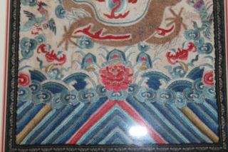 Rare Dragon Chinese Embroidered Silk Dragon Badges Set 19th 3