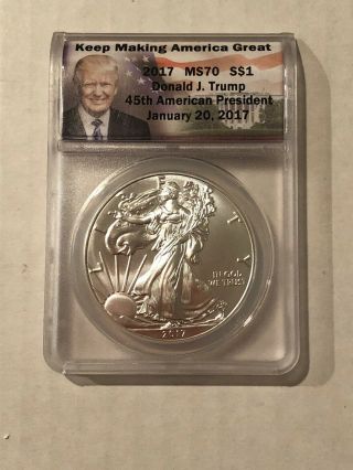 2017 Ms70 Silver Dollar Donald J Trump Keep Making America Great