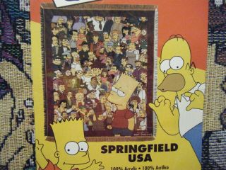 SIMPSONS SPRINGFIELD USA Woven TAPESTRY THROW Blanket Mohawk 2001 NEVER OPENED 2