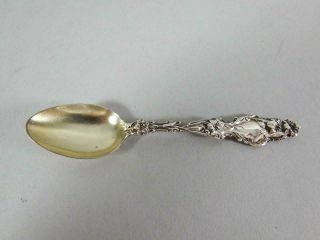 Whiting Lily Pattern Sterling Silver 4 " Demitasse Spoon W/ Gold Bowl