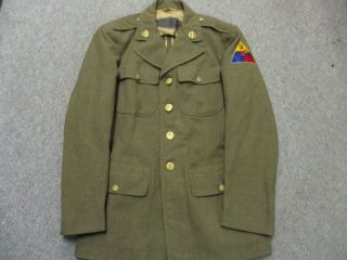 U.  S.  Army Wwii Od Wool Jacket With 2nd Armored Div Patch & Officer Quality Mp