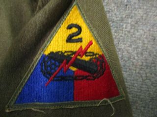 U.  S.  Army WWII OD Wool Jacket with 2nd Armored Div Patch & Officer Quality MP 3