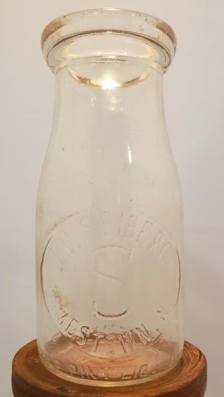 E.  W.  Seiberg Half Pint Slug Plate Dairy Milk Bottle Jamestown,  Ny