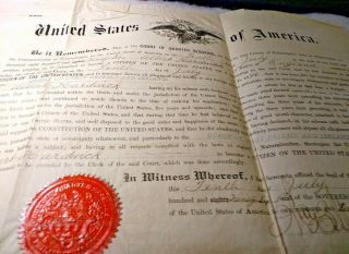 1896 Certificate Of U.  S.  Naturalization/albert Hardwick/philadelphia.  Pa