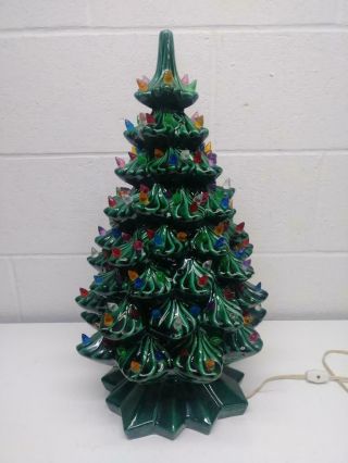 Vintage Atlantic Mold Ceramic Light Up Christmas Tree 21” Tall