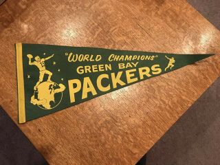 Vintage Green Bay Packers World Champions Pennant Bart Starr Bowl