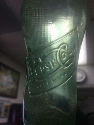 Vintage Pepsi:cola Embossed Soda Bottle Peanut Pinched Design 6 1/2oz Size