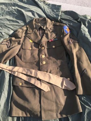 WW2 US Dress Jacket Class A shirt w/ ribbons second air force army air corps 2nd 2