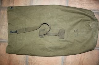 Vintage Us Military Issue Ww2 Dated 1944 Canvas Duffle Bag Dg15
