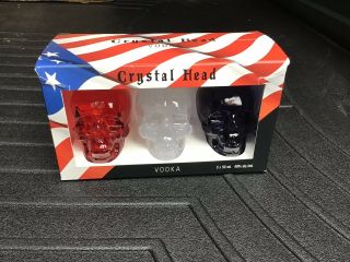 Empty Crystal Head Vodka Skull Bottle Usa Red White Blue Limited Edition 3 Pack