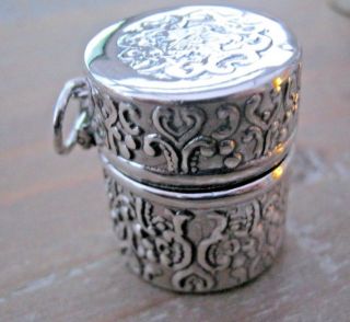 Pretty Nouveau Style English Hallmarked Sterling Silver Thimble Case Chatelaine