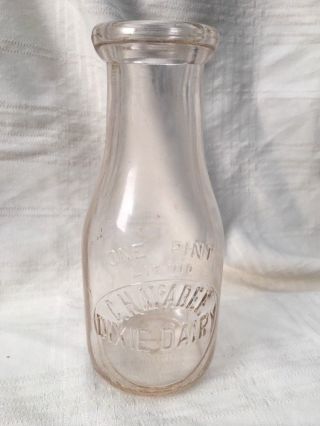 Vintage Pint Milk Bottle C.  H.  Mcabee Dixie Dairy Wiley Ford West Virginia 1941