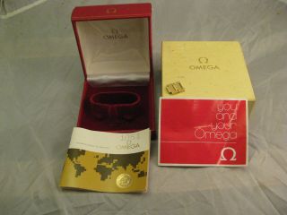 Vintage Omega Watch Box With Outer Sleeve & Spare Links And Paperwork 1977