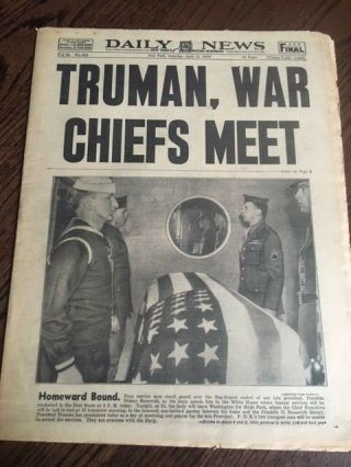 Fdr Roosevelt Funeral Wwii 1945 Daily News York Newspaper