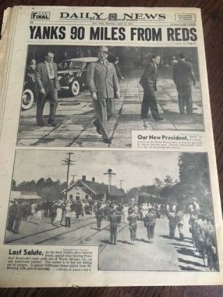 FDR Roosevelt Funeral WWII 1945 Daily News York Newspaper 3