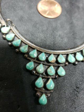 Vintage Taxco Mexico Turquoise Inlay 925 Sterling Silver Necklace TP - 36.  40Q 2