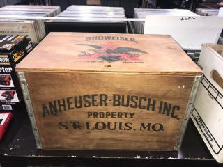 Vintage Anheuser - Busch Budweiser Since 1876 Wood Crate With Beer Cap Checkers