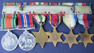 Miniature Medal Group of 6: Britain: WW2 1939 - 45,  Atlantic,  Burma,  Italy etc. 2