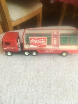 Buddy L Vintage Coca Cola Delivery Truck Steel Semi With Bottles,  Hand Cart