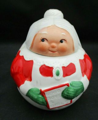 1983 Avon Collectible Mrs Claus Sugar Bowl Porcelain 4 " Box Christmas Euc