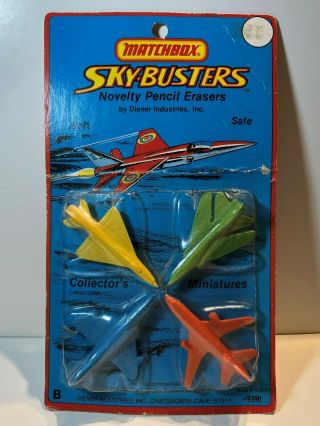 Matchbox Lesney Sky Busters Novelty Pencil Erasers Set Of 4 Made In U.  S.  A.