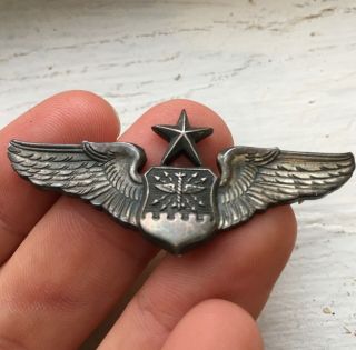 Wwii Us Military Pilot Wings Vtg Silver Award Medal Pin Crew Air Plane