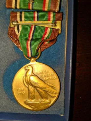 VINTAGE WWII WW2 EAME Campaign & Service Medal with Ribbon & 1 Battle Star Boxed 2