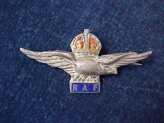 Orig Ww2 Raf Sweetheart Albatros Wing Royal Air Force " Raf On Blue " White Metal