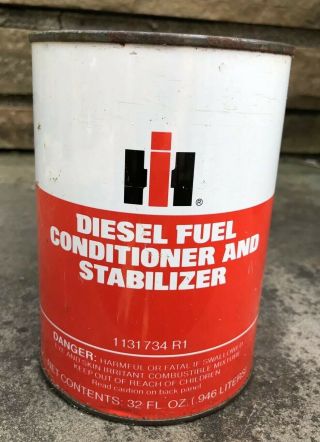 Vtg International Harvester Diesel Fuel Conditioner 1 Quart Metal Oil Can Full