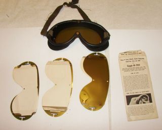 Wwii Us Navy M1944 Pilot Goggles By Polaroid W/ Extra Lenses Envelope