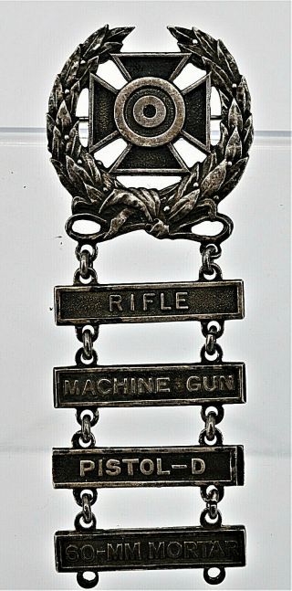 U.  S.  Army Elite Marksmanship Qualification Badge W.  4 Clasps,  Sterling Silver 2