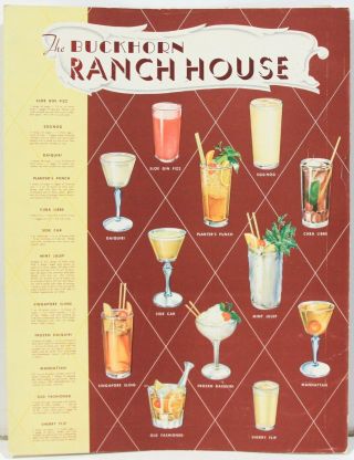 1950s Menu From The Buckhorn Ranch House In Taft California Drinks On The Cover