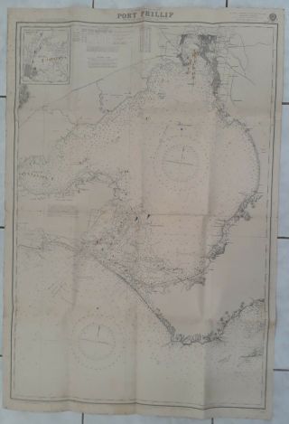 1940 Australia Admiralty Survey Map Of Port Philip Bay Victoria