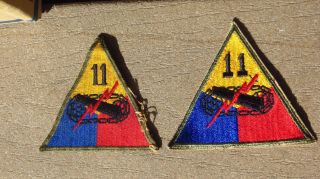 2 Different Ww2 Us Army Military 11th Armored Division Forces Patch Ssi Insignia