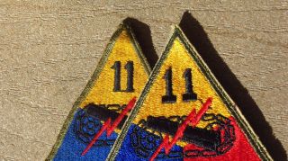 2 Different WW2 US Army Military 11th Armored Division Forces Patch SSI Insignia 3