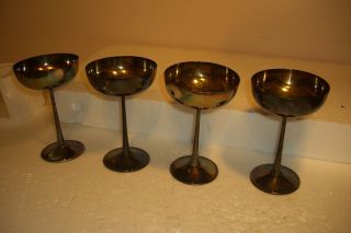 Vintage E.  L.  Delberti Italy Silverplate Goblets 4 In Set