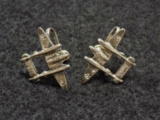 Wwii Us Army Air Corps P - 38 Lightning Sterling Silver Earrings Set