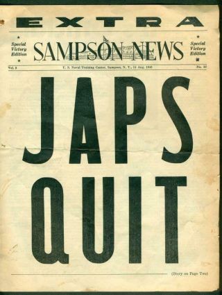 Wwii 1945 Navy Sampson News Extra Special Victory Over Japan Edition Japs Quit