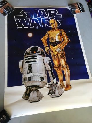 Vintage 1977 Star Wars Poster C - 3po & R2d2 Size 28 X 20