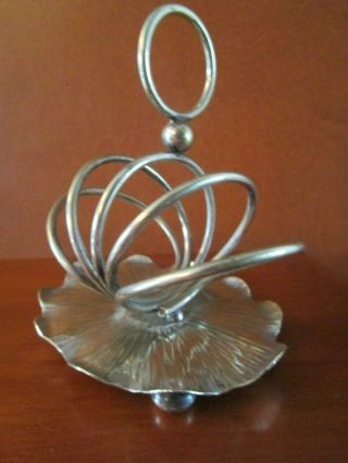 Vintage Silver Plate Small Toast Rack Lily Pad Base