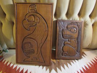2 Vintage Northwest Coast Totem Carvings (native Totem Pole First Nations Art)