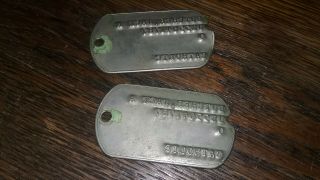 Vntg Notched type 3 WWII US Army Military Dog Tags JACK A.  BUTCHER Catholic 2