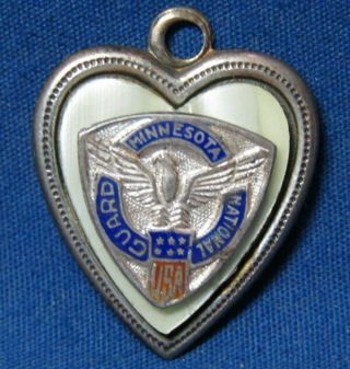 Wwii Sterling Minnesota National Guard Heart Shaped Sweetheart Pendant
