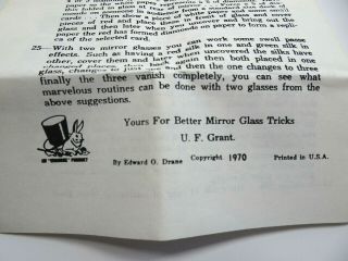 Enardoe’s Mirror Glass 25 Tricks U.  F.  Grant box with instructions 1970 3