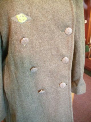 WWII AAF WOOL Olive Drab Heavy Wool Coat 40R Sergeant & Sixth Patch Eagle Button 3