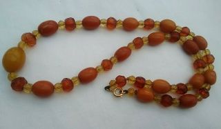 Antique Real Amber Bead Necklace,  19 " Long,  20.  6g Beads Ready To Wear.