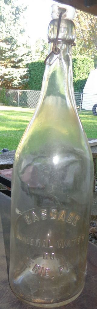 Cascade Half Gallon Soda Minerial Bottle Erie Pa Blob Top