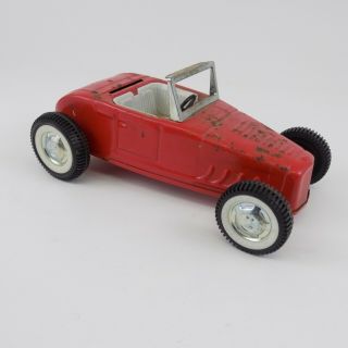 Vintage Nylint Pressed Steel Ford Jalopy Red White Hot Rod Roadster 1960s